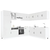 14 Piece Kitchen Cabinet Set Lucca White Engineered Wood