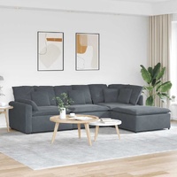 Modular Sofa with Footstool&Cushions Velvet Dark Grey