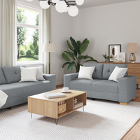 Sofa Set with Cushion with Pillow 3 pcs Grey Fabric