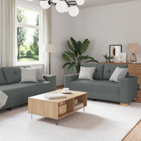 Sofa Set with Cushion with Pillow 3 pcs Grey Fabric
