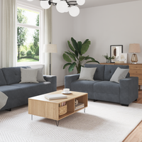 Sofa Set with Cushion 3 pcs Grey 221 x 78 x 80 cm Velvet