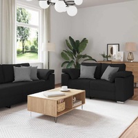 Sofa Set with Cushion 3 pcs Black 219 x 77 x 82 cm Fabric