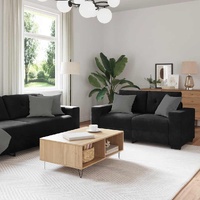 2 Piece Sofa Set with Cushions Black Velvet