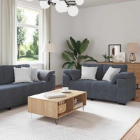 2 Piece Sofa Set with Cushions Dark Grey Velvet
