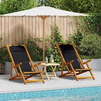 Beach Chair 2 pcs Brown 61.5 x 123 x 82cm Solid Acacia wood