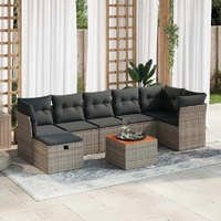 8 Piece Garden Sofa Set with Cushions Grey Poly Rattan