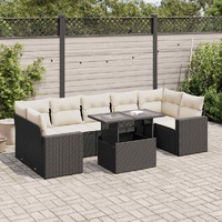 8 Piece Garden Sofa Set with Cushions Black Poly Rattan