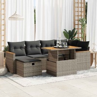 8 Piece Garden Sofa Set with Cushions Grey Poly Rattan