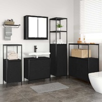 Bathroom Furniture Set with Shelf 5 pcs Black Engineered wood