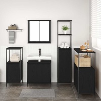 Bathroom Furniture Set 5 pcs Black Oak Engineered Wood