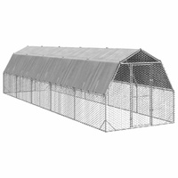 Chicken Run with Roof 2.5x10x2.25 m Galvanised Steel