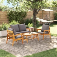 Bistro Set with Cushion 4 pcs Brown Solid Acacia Wood