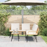 Garden Sofa Set 2 pcs Natural Poly Rattan