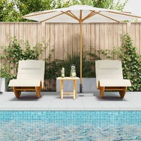 Sun Lounger 2 pcs Brown 60 x 154 x 74cm Solid Acacia wood