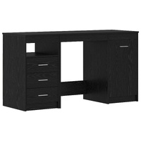Desk with Door 2 pcs Black Oak 140 x 50 x 76 cm Engineered Wood
