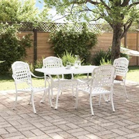 Garden Dining Set 5 pcs White Aluminium