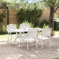 Garden Dining Set 5 pcs White Aluminium