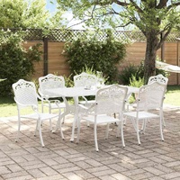 Garden Dining Set 7 pcs White Aluminium