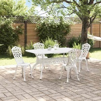 Garden Dining Set 5 pcs White Aluminium