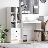 Desk with Drawer with Shelf with Storage 2 pcs White