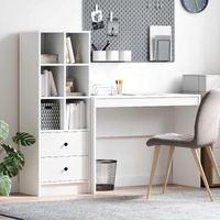 Desk with Drawer with Shelf with Storage 2 pcs White