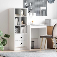 Desk with Drawer with Shelf with Storage 2 pcs White