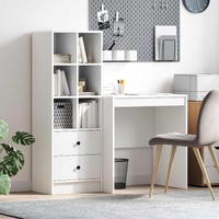 Desk with Drawer with Shelf with Storage 2 pcs White
