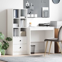 Desk with Drawer with Shelf with Storage 2 pcs White