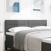 LED Headboard with LED Strip Lights Dark Grey 144 cm Fabric