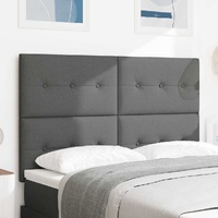 LED Headboard with LED Strip Lights Dark Grey 160 cm Fabric