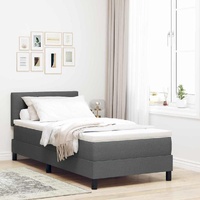 Box Spring Bed Dark Grey and White 107 x 203 cm Fabric