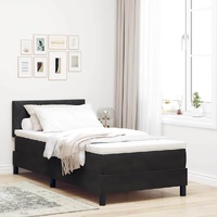 Box Spring Bed Black and White 107 x 203 cm Velvet