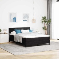 Box Spring Bed Black and White 137 x 187 cm Velvet