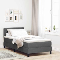 Box Spring Bed Dark Grey and White 107 x 203 cm Fabric