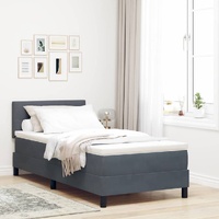 Box Spring Bed Dark Grey and White 107 x 203 cm Fabric