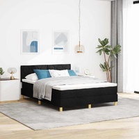 Box Spring Bed Black and White 137 x 187 cm Velvet