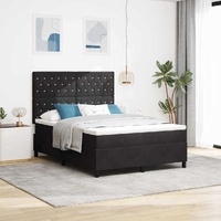 Box Spring Bed Black and White 152 x 203 cm Velvet