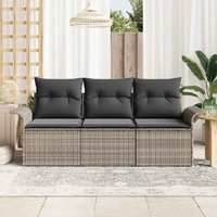 Garden Sofa Set 3 pcs Grey 196 x 62 x 85cm Poly Rattan