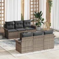 Garden Sofa Set 7 pcs Grey Poly rattan