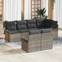 Garden Sofa Set with Cushion 7 pcs Grey Poly rattan