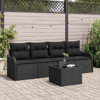 Garden Sofa Set 5 pcs Black Poly rattan