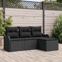 Garden Sofa Set with Cushion 4 pcs Black Poly rattan