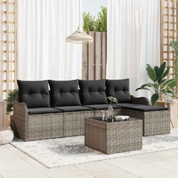 Garden Sofa Set with Cushion 6 pcs Grey Poly rattan