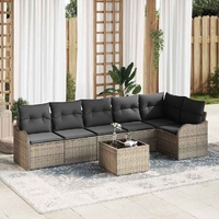 Garden Sofa Set with Cushion 7 pcs Grey Poly rattan