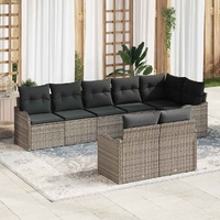 Garden Sofa Set with Cushion 8 pcs Grey Poly rattan