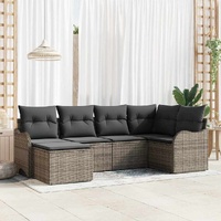 Garden Sofa Set with Cushion 6 pcs Grey Poly rattan