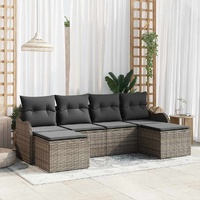 Garden Sofa Set with Cushion 6 pcs Grey Poly rattan