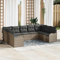 Garden Sofa Set with Cushion 9 pcs Grey Poly rattan