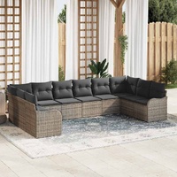 Garden Sofa Set with Cushion 10 pcs Grey Poly rattan