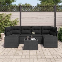 Garden Sofa Set 7 pcs Black 55 x 55 x 37 cm Poly rattan